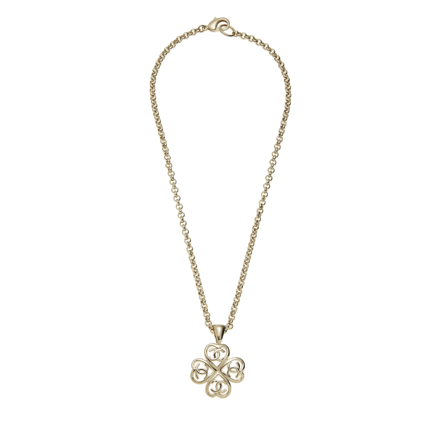 chanel 4 cc clover heart necklace